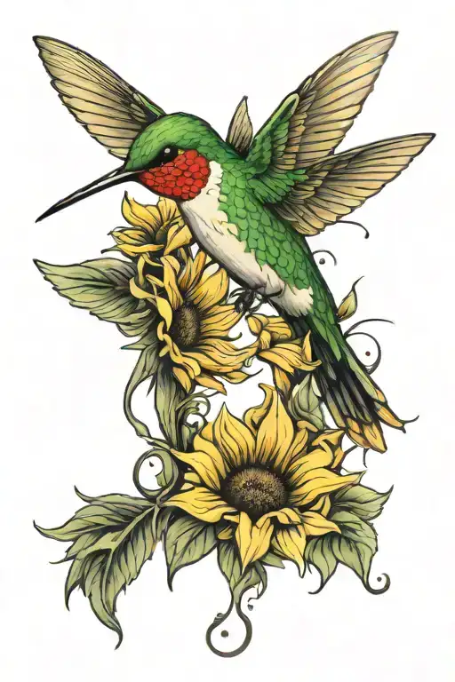 Hummingbird And Sunflower