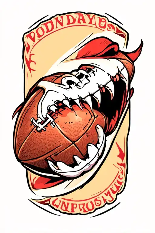 Vampire Fang Biting A Football