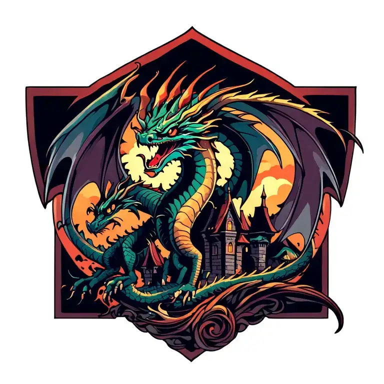 Dark Dragon Flying Castle
