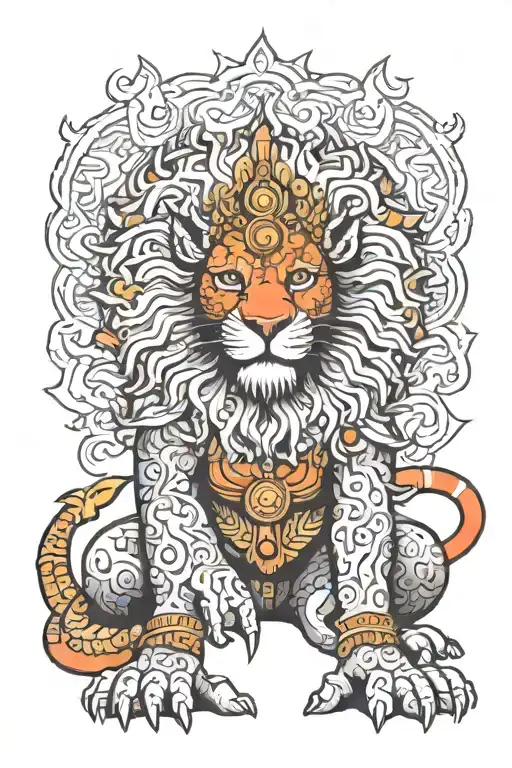 Lord Narsimha Half Lion Half Human Sitting