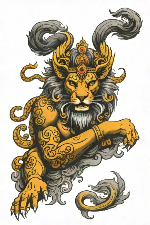 Lord Narsimha Half Lion Half Human Sitting