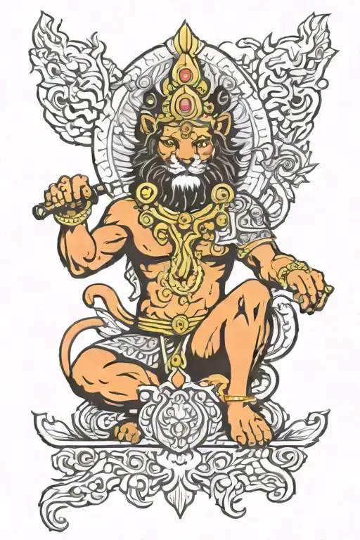 Lord Narsimha Half Lion Half Human Sitting