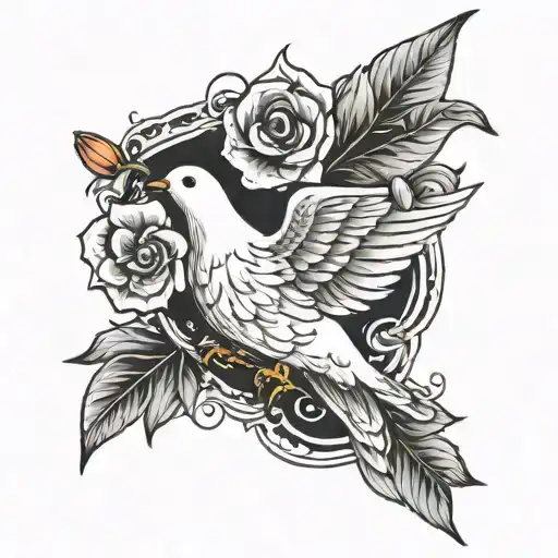 Lining Dove With One Flower