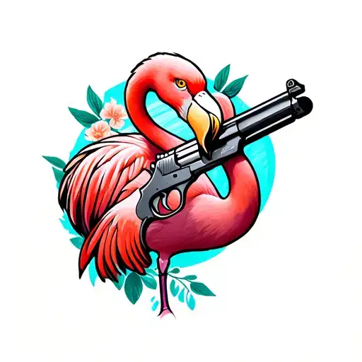 Flamingo With A Gun