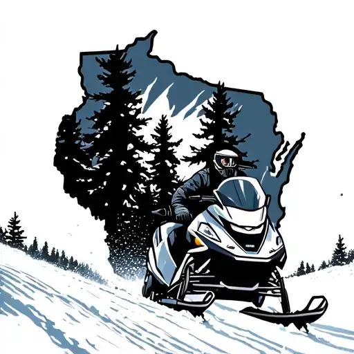 Snowmobiling Wisconsin Outline With Trees