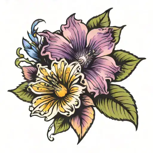Aster Flower With Morning Glory Flower