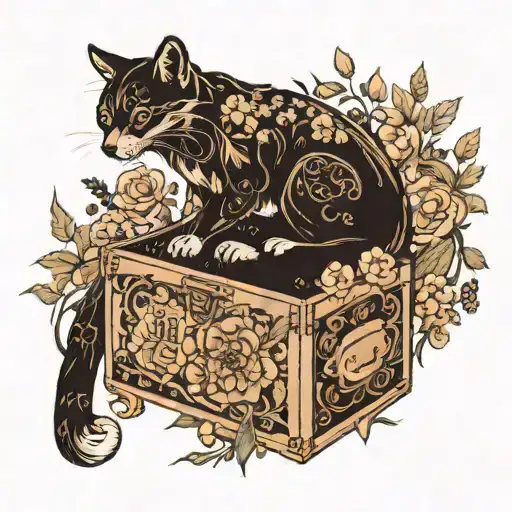 Full Body Box Surounded By Flowers With Tail In The Air