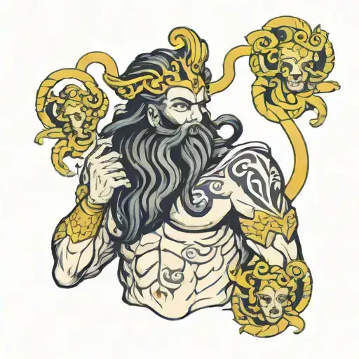 Medusa Poseidon Zeus Holding