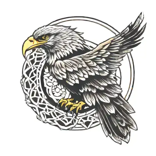 Circular Eagle Tattoo Black