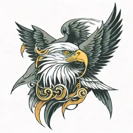Eagle And Dolphin Tattoo Design