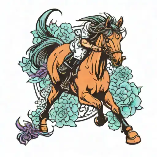 Horse Flower Softball Player