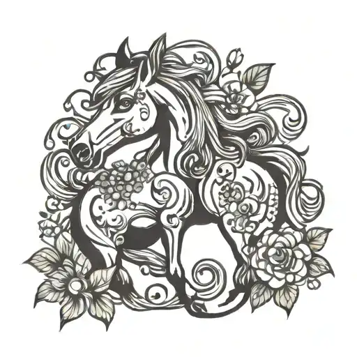 Horse Flower Intertwined
