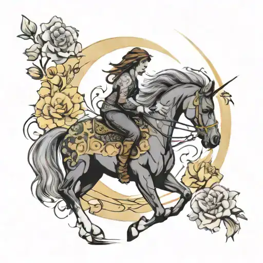 Horse Flower Moon Merging Together