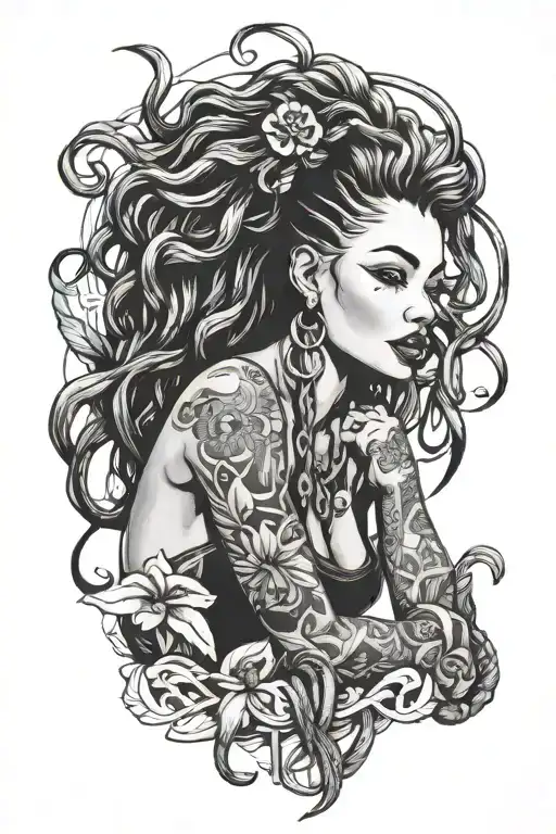 Pinup Girl With Dreadlocks Sitting