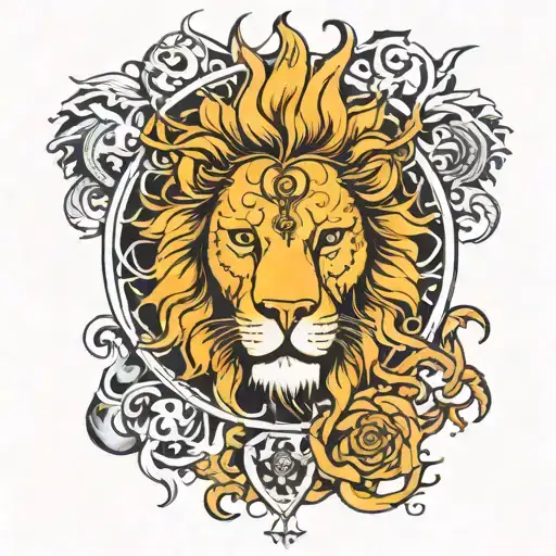 Sun And Lion Depicting Fear And Death