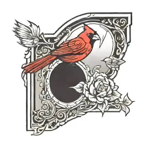 Red Cardinal Outline Flying Through Open Door