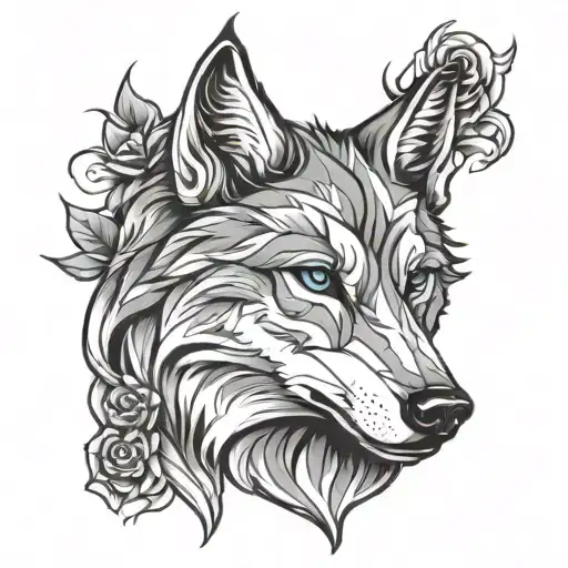 Wolf Line Tatto Design
