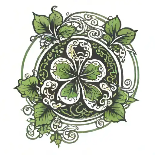 Galic Circle With Four Leaf Clover On Inside Representing