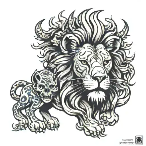 Lion With Skulls