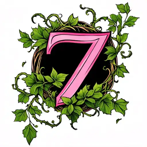 A Pink 7 With Vines Wrapped
