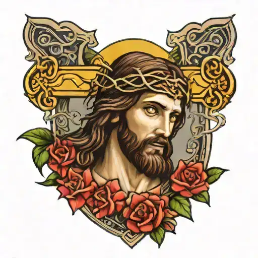 Jesus Christ With The Cross Of Jesus Christ