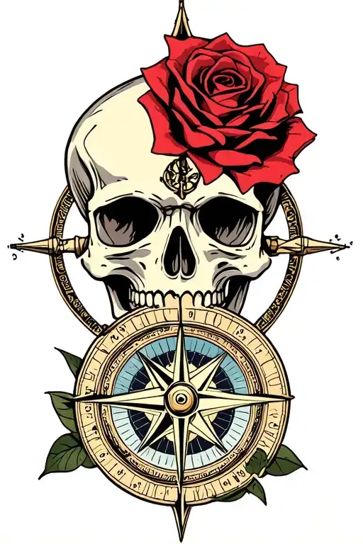 Ship Rose Skull Compass