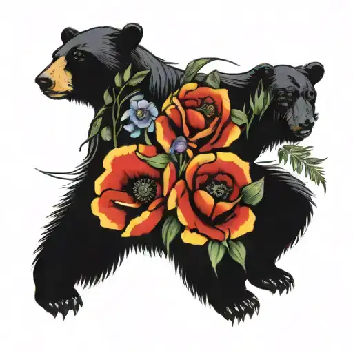 Virgin Mary Bear Poppies Rainbow