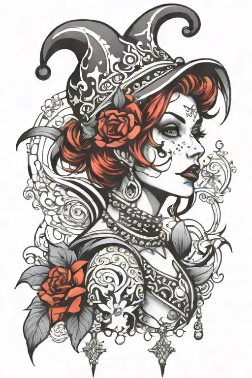 Black And White Sexy Jester Girl