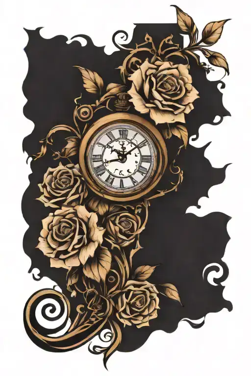 Clocks And Flowers Wrapped