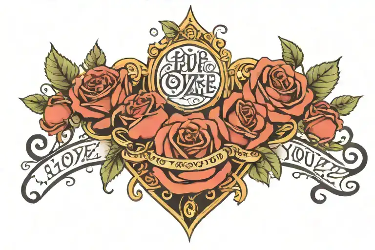 Love Yourz Written Sourounded By Roses Intertwined