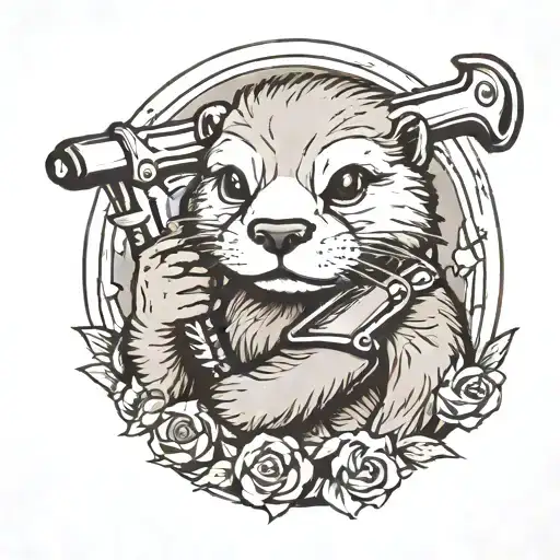 Otter With Pipe Wrench