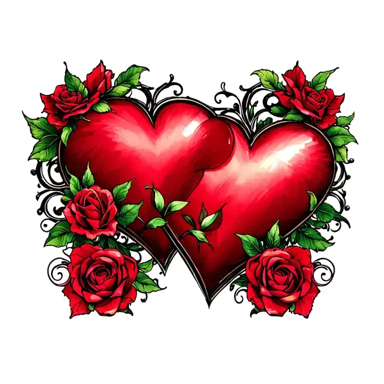 2 Hearts And Filigree Accents