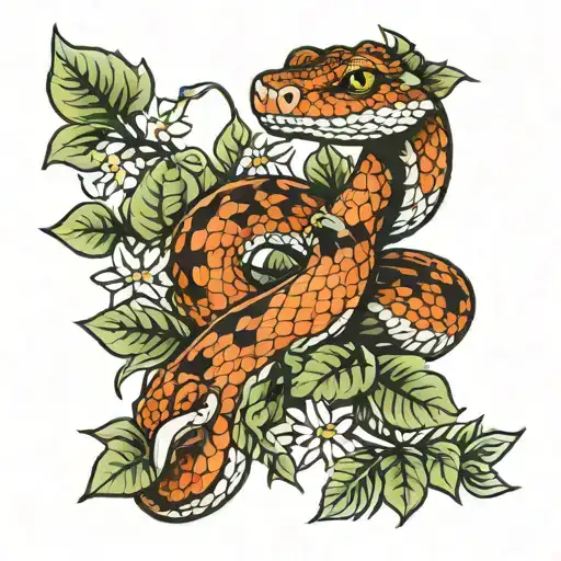 Boa Snake In Foliage