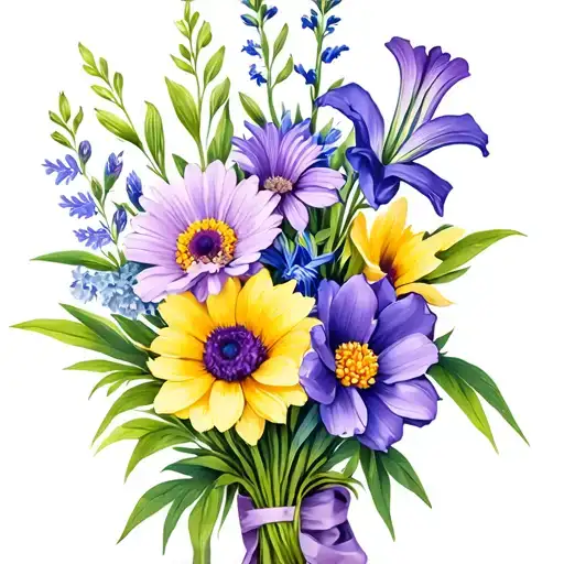Family Bouquet 1 Aster 1 Larkspur 3 Gladioli
