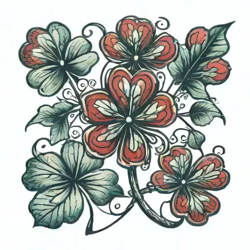 Three Red Leaf Clover