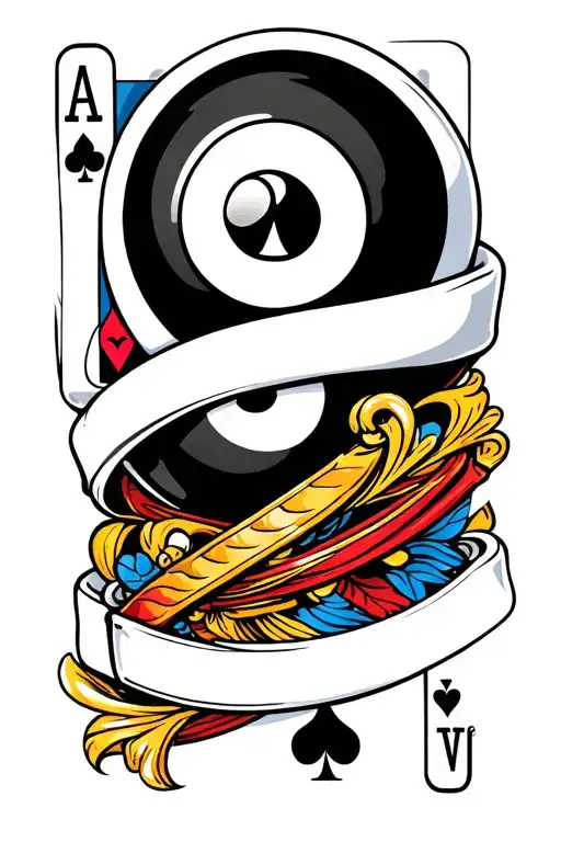 8-Ball With Poker Cards