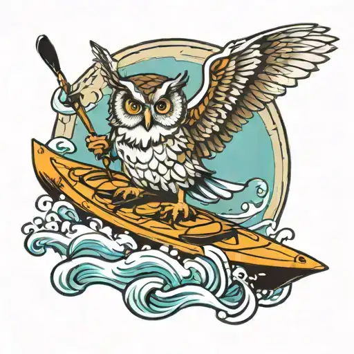 Owl Whitewater Kayaking Down A Waterfall