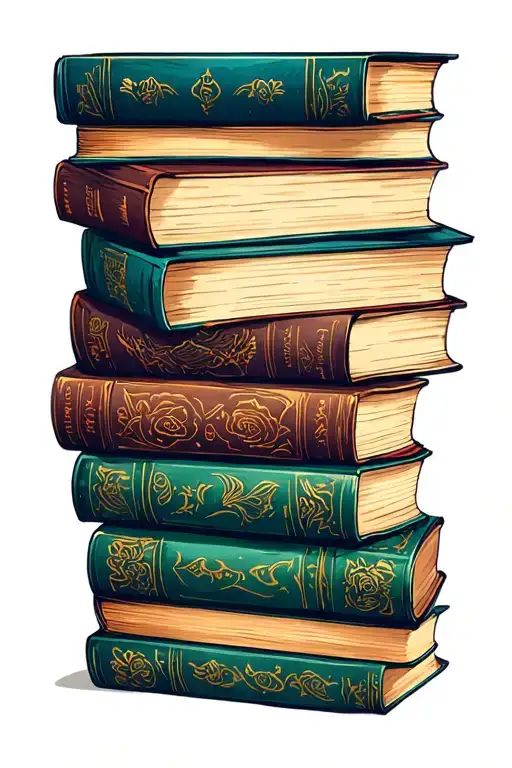 5 Books Stacked Top Book Open