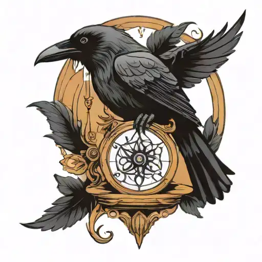 Raven With Hourglass