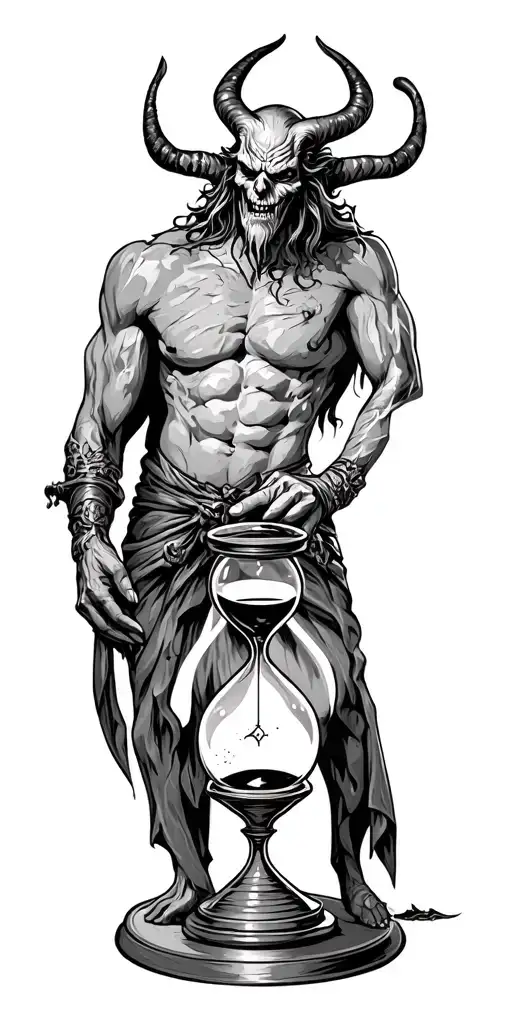 Satan Holding An Hourglass