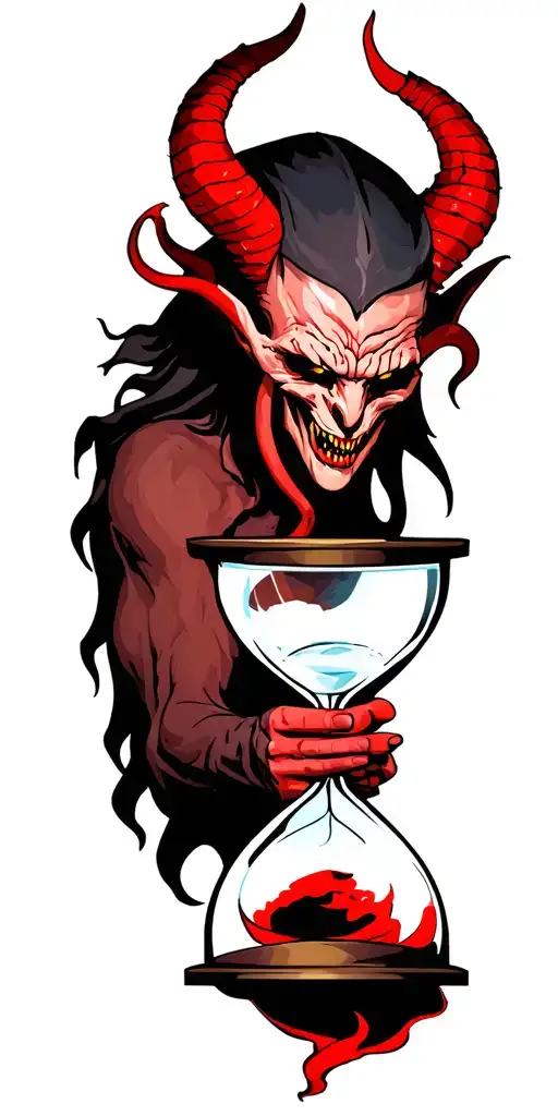 Satan Holding An Hourglass