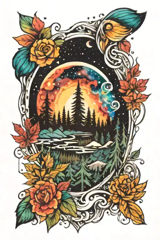 Bright Galaxy From The View Of A Forest