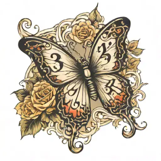 Butterfly With The Numbers 37 In Roman Numerals