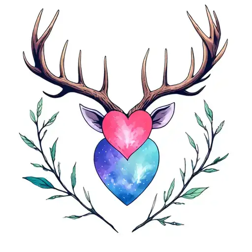 Elk Antlers With Heart Shape