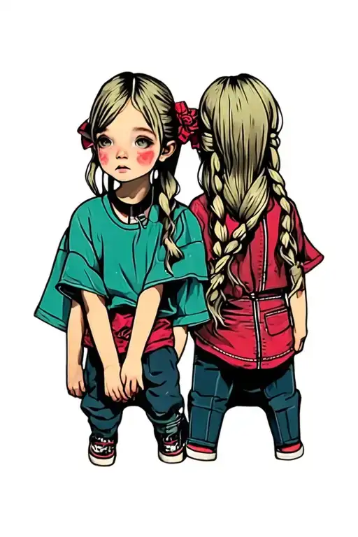 A Little Girl With Pigtails And Higtop Shoes