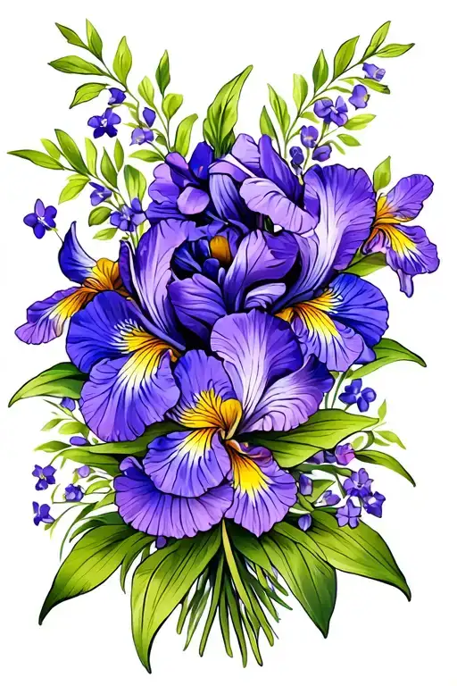 Violet And Iris Flower Bouquet