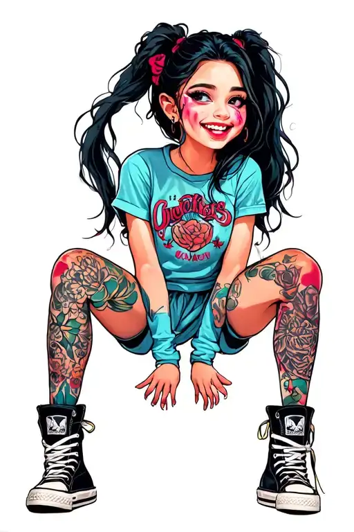One Drooling Smiling Girl In Hightops