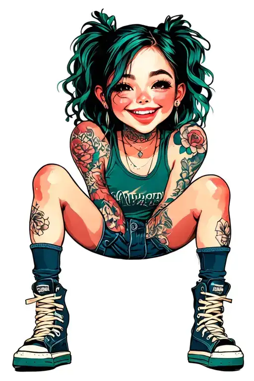 One Drooling Smiling Girl In Hightops