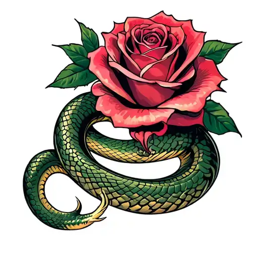 Snake Wrapped With Rose