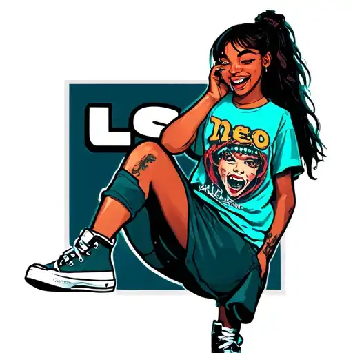 One Drooling Smiling Girl In Hightops And A T Shirt That Says Ls